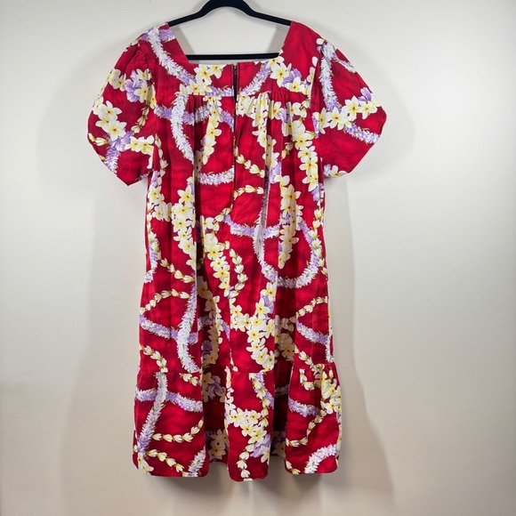 Vintage Royal Hawaiian Creations Puff Sleeves Red Floral Dress Size 4XL - Picture 8 of 14
